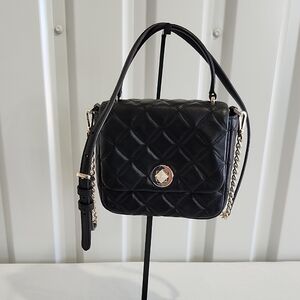 Kate Spade Natalia Square Black Quilted Crossbody Handbag With Handle and Strap